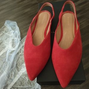 Halogen Red Flat shoes slung back mules suede 7 m